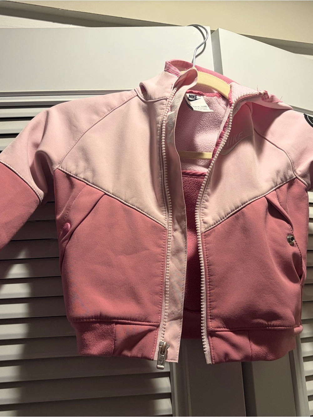 Nike Kids Pink Two-Tone Zip Puffer Jacket